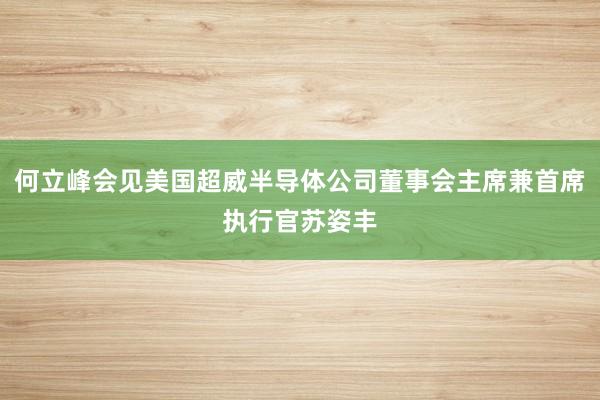 何立峰会见美国超威半导体公司董事会主席兼首席执行官苏姿丰