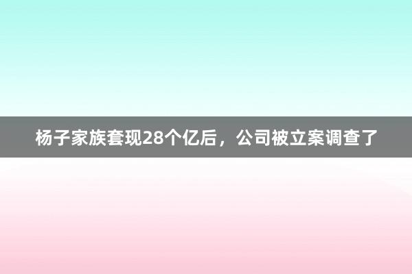 杨子家族套现28个亿后，公司被立案调查了