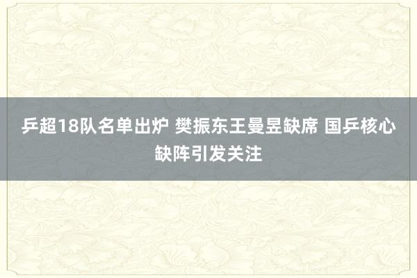 乒超18队名单出炉 樊振东王曼昱缺席 国乒核心缺阵引发关注