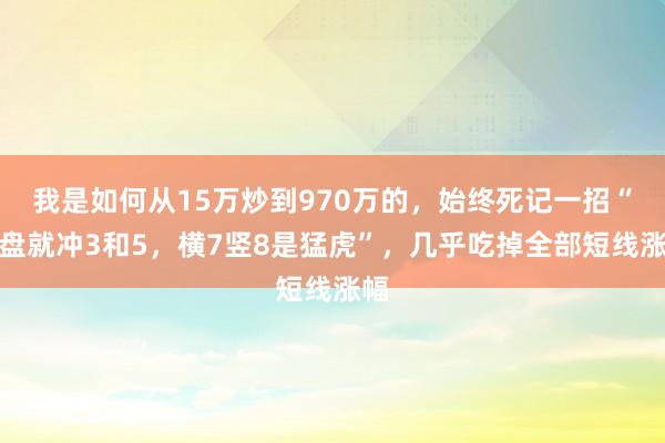 我是如何从15万炒到970万的，始终死记一招“开盘就冲3和5，横7竖8是猛虎”，几乎吃掉全部短线涨幅
