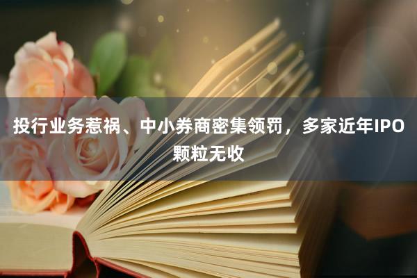 投行业务惹祸、中小券商密集领罚，多家近年IPO颗粒无收