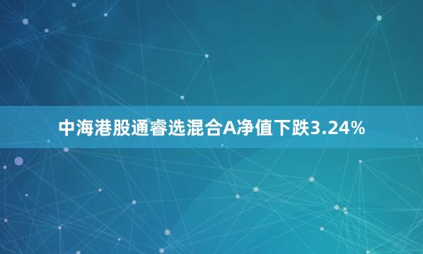 中海港股通睿选混合A净值下跌3.24%
