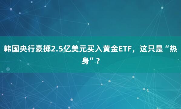 韩国央行豪掷2.5亿美元买入黄金ETF，这只是“热身”？