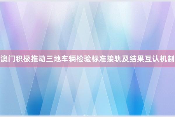 澳门积极推动三地车辆检验标准接轨及结果互认机制