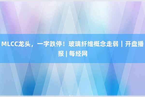 MLCC龙头，一字跌停！玻璃纤维概念走弱｜开盘播报 | 每经网