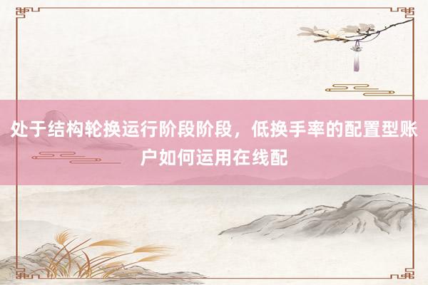 处于结构轮换运行阶段阶段，低换手率的配置型账户如何运用在线配