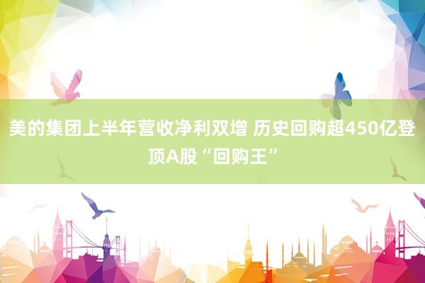 美的集团上半年营收净利双增 历史回购超450亿登顶A股“回购王”