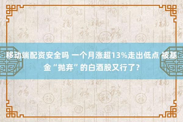移动端配资安全吗 一个月涨超13%走出低点 被基金“抛弃”的白酒股又行了？