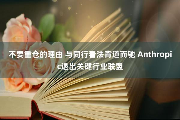 不要重仓的理由 与同行看法背道而驰 Anthropic退出关键行业联盟