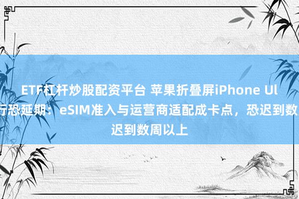 ETF杠杆炒股配资平台 苹果折叠屏iPhone Ultra国行恐延期：eSIM准入与运营商适配成卡点，恐迟到数周以上