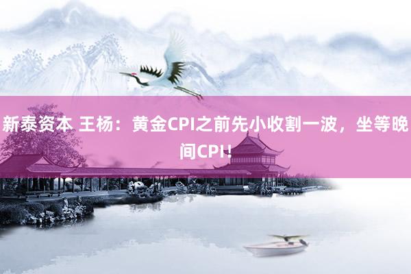 新泰资本 王杨：黄金CPI之前先小收割一波，坐等晚间CPI！