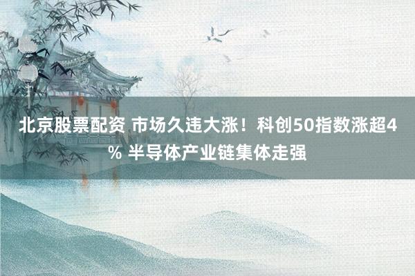 北京股票配资 市场久违大涨！科创50指数涨超4% 半导体产业链集体走强