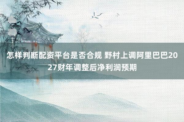 怎样判断配资平台是否合规 野村上调阿里巴巴2027财年调整后净利润预期