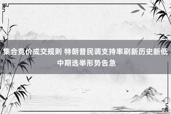 集合竞价成交规则 特朗普民调支持率刷新历史新低 中期选举形势告急