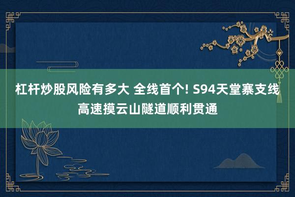 杠杆炒股风险有多大 全线首个! S94天堂寨支线高速摸云山隧道顺利贯通